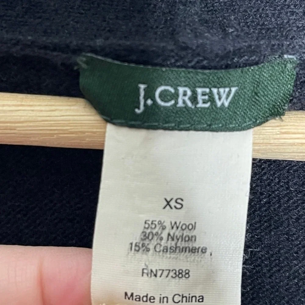 J. CREW WOMEN'S BLACK‎ CASHMERE  WOOL BLEND WRAP SWEATER SIZE XS